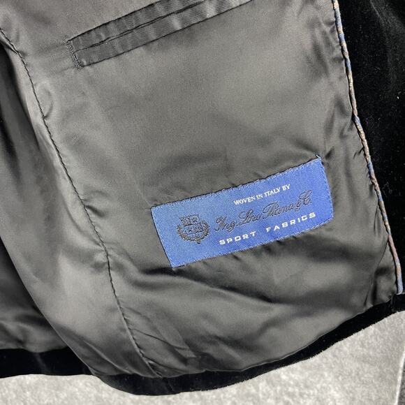 Tre Vero Loro Piana Velvet Blazer Sport Coat Jacket Mens XL 42R Black Peak Lapel - Picture 8 of 16